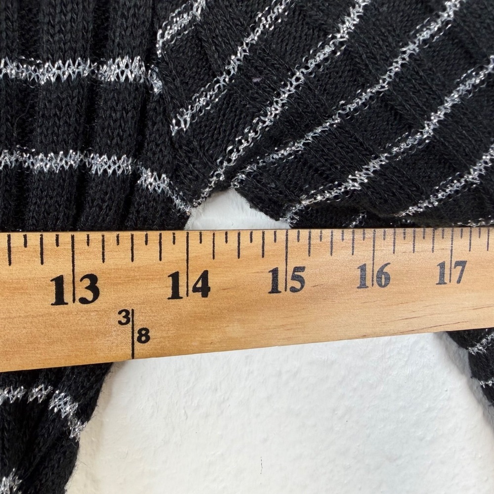 Wet Seal Women's Top Black Silver Stripes Sz M Y2K 90's Babydoll Belted - Picture 12 of 13